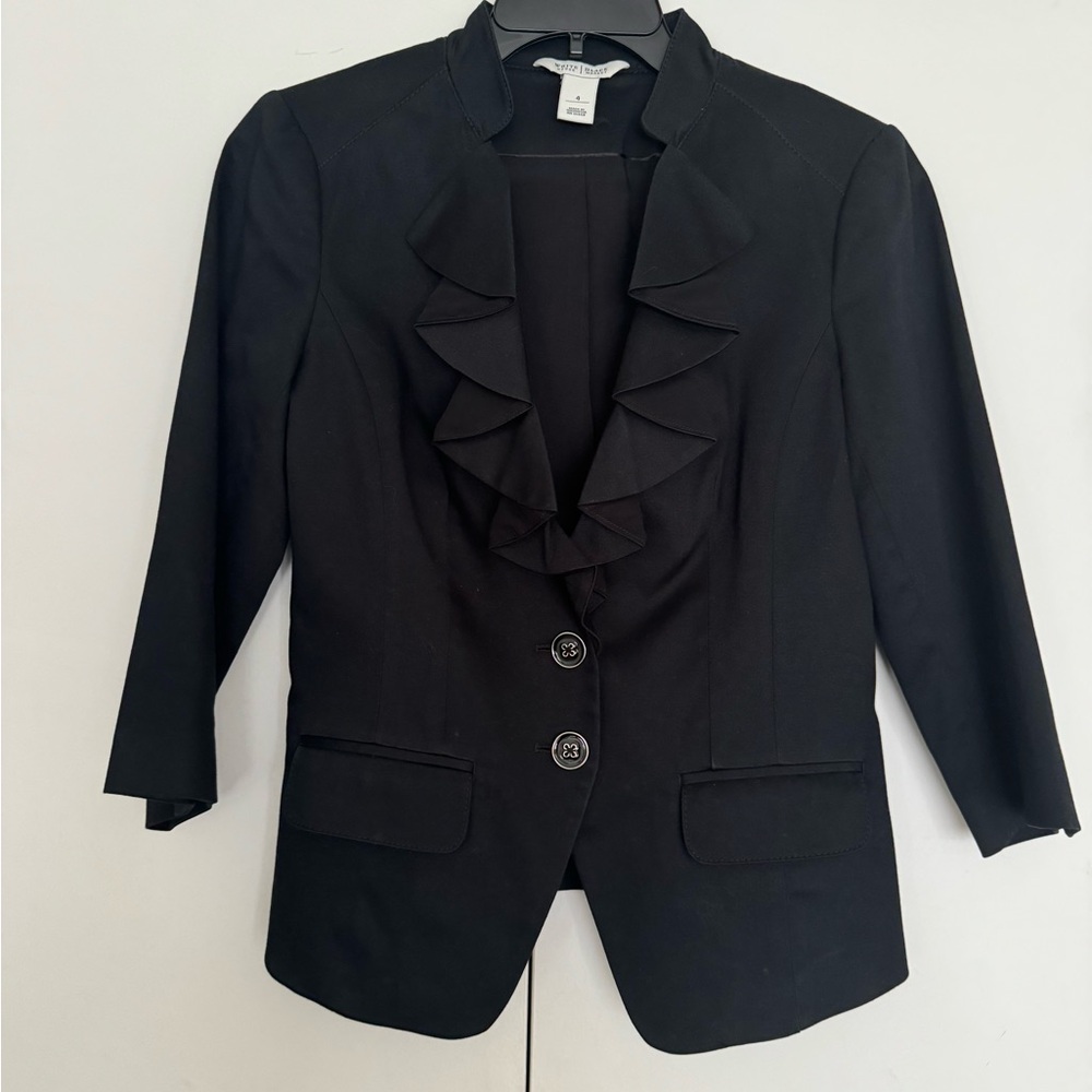 White House Black Market Black Ruffled Blazer